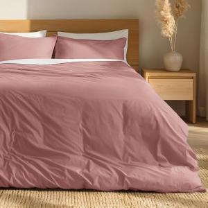 image:imageBare Home 100 Organic Cotton Full Duvet Cover Set  Crisp Percale Weave  Lightweight amp Breathable  Cooling Duvet Cover Set Full White11  Dusty Rose No Comforter