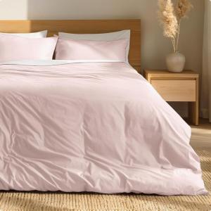 image:imageBare Home 100 Organic Cotton Full Duvet Cover Set  Crisp Percale Weave  Lightweight amp Breathable  Cooling Duvet Cover Set Full White12  Dusty Pink No Comforter