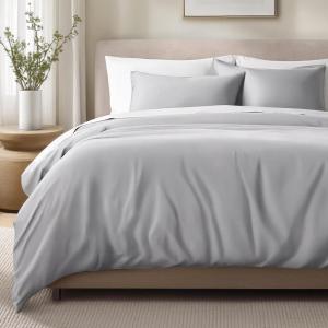 image:imageBare Home 100 Organic Cotton Sateen Duvet Cover Set  Full  400 Thread Count  Smooth Sateen Weave  Warm amp Luxurious  Duvet Cover Full Bering Sea02  Light Grey No Comforter