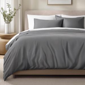 image:imageBare Home 100 Organic Cotton Sateen Duvet Cover Set  Full  400 Thread Count  Smooth Sateen Weave  Warm amp Luxurious  Duvet Cover Full Bering Sea03  Grey No Comforter