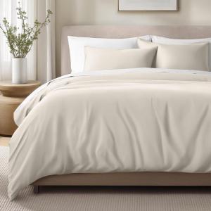 image:imageBare Home 100 Organic Cotton Sateen Duvet Cover Set  Full  400 Thread Count  Smooth Sateen Weave  Warm amp Luxurious  Duvet Cover Full Bering Sea04  French Beige No Comforter