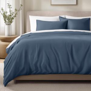 image:imageBare Home 100 Organic Cotton Sateen Duvet Cover Set  Full  400 Thread Count  Smooth Sateen Weave  Warm amp Luxurious  Duvet Cover Full Bering Sea05  Bering Sea No Comforter