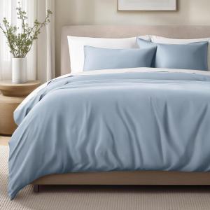 image:imageBare Home 100 Organic Cotton Sateen Duvet Cover Set  Full  400 Thread Count  Smooth Sateen Weave  Warm amp Luxurious  Duvet Cover Full Bering Sea06  Dusty Blue No Comforter