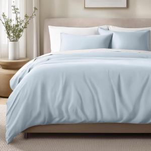 image:imageBare Home 100 Organic Cotton Sateen Duvet Cover Set  Full  400 Thread Count  Smooth Sateen Weave  Warm amp Luxurious  Duvet Cover Full Bering Sea07  Winter Blue No Comforter