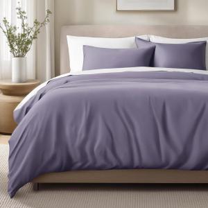 image:imageBare Home 100 Organic Cotton Sateen Duvet Cover Set  Full  400 Thread Count  Smooth Sateen Weave  Warm amp Luxurious  Duvet Cover Full Bering Sea08  Dusty Purple No Comforter