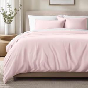image:imageBare Home 100 Organic Cotton Sateen Duvet Cover Set  Full  400 Thread Count  Smooth Sateen Weave  Warm amp Luxurious  Duvet Cover Full Bering Sea10  Dusty Pink No Comforter