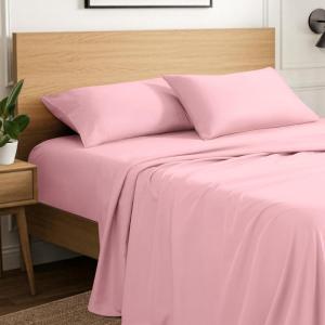 image:imageIvy Union Full Extra Long Sheet Set  UltraSoft Cooling with Deep Pockets  Breathable EasyFit  Hotel Luxury Bedding Sheets amp Pillowcases Full XL Grey12  Light Pink