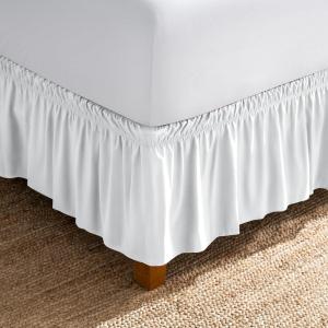 image:imageBare Home Wrap Around Bed Skirt  for King Size Beds with 15 inch Tailored Drop  Easy Fit Elastic Strap  Adjustable and Ruffled Style  Wrinkle Fade and Stain Free King Grey01  White