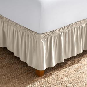 image:imageBare Home Wrap Around Bed Skirt  for King Size Beds with 15 inch Tailored Drop  Easy Fit Elastic Strap  Adjustable and Ruffled Style  Wrinkle Fade and Stain Free King Grey06  Sand