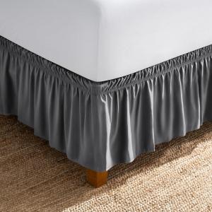 image:imageBare Home Wrap Around Bed Skirt  for King Size Beds with 15 inch Tailored Drop  Easy Fit Elastic Strap  Adjustable and Ruffled Style  Wrinkle Fade and Stain Free King Grey03  Grey