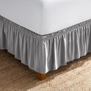 image:imageBare Home Wrap Around Bed Skirt  for King Size Beds with 15 inch Tailored Drop  Easy Fit Elastic Strap  Adjustable and Ruffled Style  Wrinkle Fade and Stain Free King Grey04  Light Grey