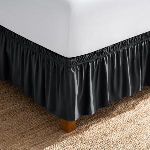 image:imageBare Home Wrap Around Bed Skirt  for King Size Beds with 15 inch Tailored Drop  Easy Fit Elastic Strap  Adjustable and Ruffled Style  Wrinkle Fade and Stain Free King Grey02  Black