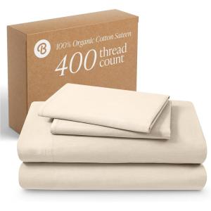 image:imageBare Home 100 Organic Cotton King Sheet Set  400 Thread Count  Smooth Sateen Weave  Breathable amp Cooling  Hotel Luxury Set  Deep Pocket Bed Sheets King Sand08  Sand