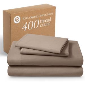 image:imageBare Home 100 Organic Cotton King Sheet Set  400 Thread Count  Smooth Sateen Weave  Breathable amp Cooling  Hotel Luxury Set  Deep Pocket Bed Sheets King Sand05  Taupe