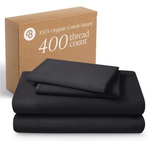 image:imageBare Home 100 Organic Cotton King Sheet Set  400 Thread Count  Smooth Sateen Weave  Breathable amp Cooling  Hotel Luxury Set  Deep Pocket Bed Sheets King Sand02  Black