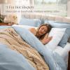 image:imageBare Home Apartment Ready Organic Cotton Percale Duvet Bundle  Full  9 Pieces Including Duvet Cover Set with Insert Sheet Set amp Mattress Pad  Lightweight amp Breathable  Full Dusty Blue08  Winter Blue