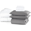 image:imageBare Home Apartment Ready Organic Cotton Percale Duvet Bundle  Full  9 Pieces Including Duvet Cover Set with Insert Sheet Set amp Mattress Pad  Lightweight amp Breathable  Full Dusty Rose03  Light Grey