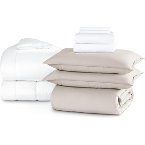 image:imageBare Home Apartment Ready Organic Cotton Percale Duvet Bundle  Full  9 Pieces Including Duvet Cover Set with Insert Sheet Set amp Mattress Pad  Lightweight amp Breathable  Full Dusty Rose04  French Beige