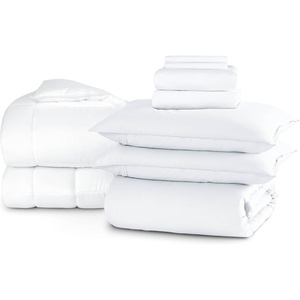 image:imageBare Home Apartment Ready Organic Cotton Percale Duvet Bundle  Full  9 Pieces Including Duvet Cover Set with Insert Sheet Set amp Mattress Pad  Lightweight amp Breathable  Full Dusty Rose01  White