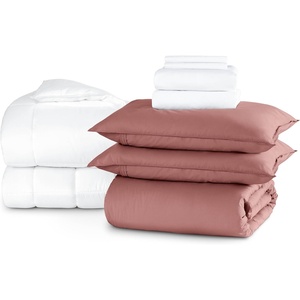 image:imageBare Home Apartment Ready Organic Cotton Percale Duvet Bundle  Full  9 Pieces Including Duvet Cover Set with Insert Sheet Set amp Mattress Pad  Lightweight amp Breathable  Full Dusty Rose11  Dusty Rose