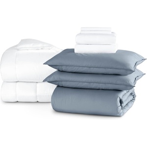 image:imageBare Home Apartment Ready Organic Cotton Percale Duvet Bundle  Full  9 Pieces Including Duvet Cover Set with Insert Sheet Set amp Mattress Pad  Lightweight amp Breathable  Full Dusty Rose07  Dusty Blue