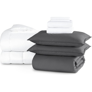 image:imageBare Home Apartment Ready Organic Cotton Percale Duvet Bundle  Full  9 Pieces Including Duvet Cover Set with Insert Sheet Set amp Mattress Pad  Lightweight amp Breathable  Full Dusty Rose02  Grey