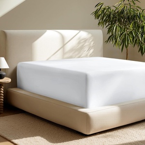 image:imageBare Home Full Extra Long Fitted Sheet  Extra Deep Pocket Fitted Sheet  Premium 1800 Microfiber  UltraSoft Wrinkle Free  Full XL Bottom Sheets Full XL  11 to 22 Pocket Light Grey01  White