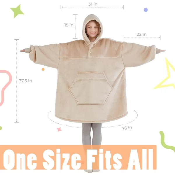 Degrees of Comfort Wearable Blanket Hoodie for Kids ampamp Adults Women Men One Size Fits AllBeige
