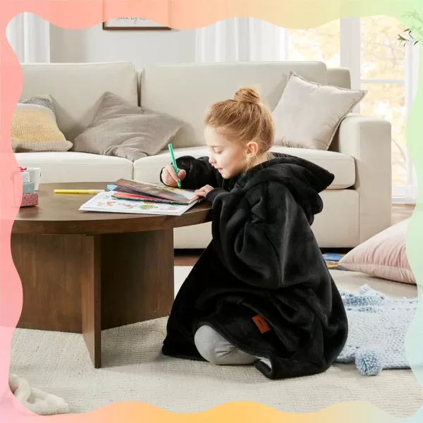 Degrees of Comfort Wearable Blanket Hoodie for Kids ampamp Adults Women Men One Size Fits AllBlack