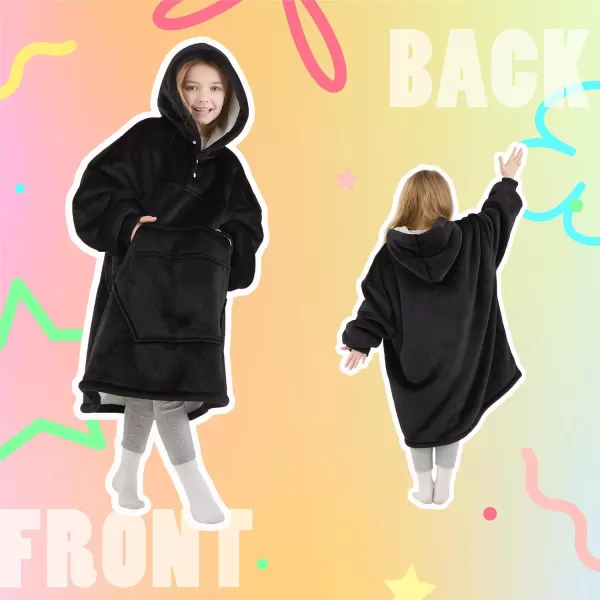 Degrees of Comfort Wearable Blanket Hoodie for Kids ampamp Adults Women Men One Size Fits AllBlack