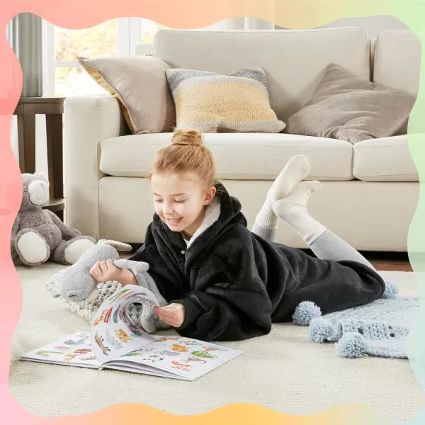 Degrees of Comfort Wearable Blanket Hoodie for Kids ampamp Adults Women Men One Size Fits AllBlack