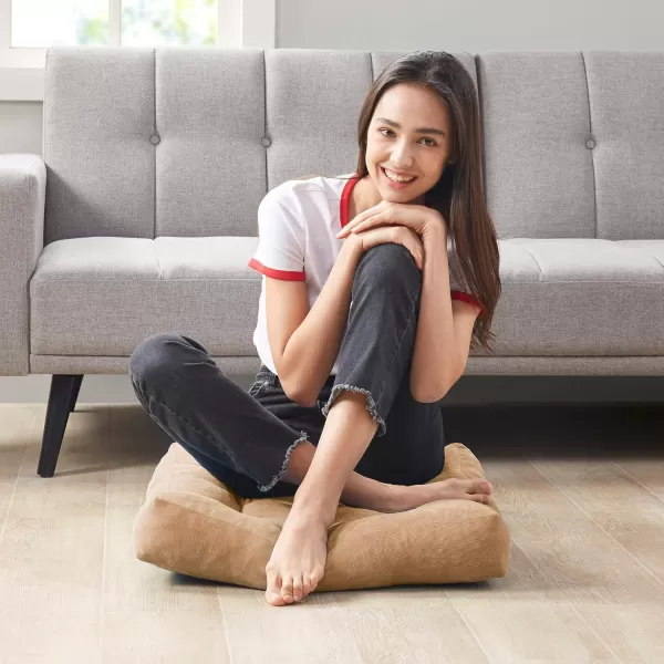 Meditation Floor Pillow Square Large Pillows Seating for Adults Tufted Corduroy Floor Cushion for Living Room Tatami Coffee Brown 22x22 Inch 1 Count Pack of 1Square  Coffee  2 Pack
