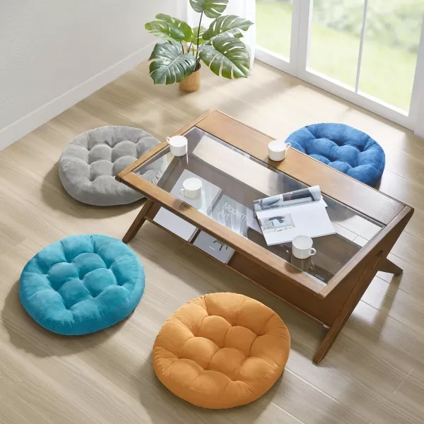 Meditation Floor Pillow Square Large Pillows Seating for Adults Tufted Corduroy Floor Cushion for Living Room Tatami Coffee Brown 22x22 Inch 1 Count Pack of 1Round  Grey  1 Pack