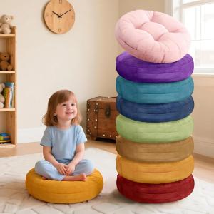 imageDegrees of Comfort 6Pcs Round Floor Cushions for Kids Waterproof Flexible Seating for Classroom Elementary Safe Smolder Resistance Sitting Pillows with Handles 15inch AssortedLovely