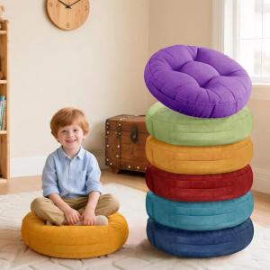 imageDegrees of Comfort 6Pcs Round Floor Cushions for Kids Waterproof Flexible Seating for Classroom Elementary Safe Smolder Resistance Sitting Pillows with Handles 15inch AssortedAssorted