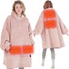 imageDegrees of Comfort Heated Wearable Blanket Cordless Electric Heating Hoodie Warm Sherpa Sweatshirt for Women Navy 38x32Blush