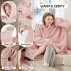 imageDegrees of Comfort Heated Wearable Blanket Cordless Electric Heating Hoodie Warm Sherpa Sweatshirt for Women Navy 38x32Blush