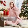 imageDegrees of Comfort Heated Wearable Blanket Cordless Electric Heating Hoodie Warm Sherpa Sweatshirt for Women Navy 38x32Blush