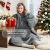 imageDegrees of Comfort Heated Wearable Blanket Cordless Electric Heating Hoodie Warm Sherpa Sweatshirt for Women Navy 38x32Grey