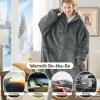 imageDegrees of Comfort Heated Wearable Blanket Cordless Electric Heating Hoodie Warm Sherpa Sweatshirt for Women Navy 38x32Grey
