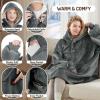 imageDegrees of Comfort Heated Wearable Blanket Cordless Electric Heating Hoodie Warm Sherpa Sweatshirt for Women Navy 38x32Grey