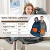 imageDegrees of Comfort Heated Wearable Blanket Cordless Electric Heating Hoodie Warm Sherpa Sweatshirt for Women Navy 38x32Grey