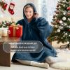imageDegrees of Comfort Heated Wearable Blanket Cordless Electric Heating Hoodie Warm Sherpa Sweatshirt for Women Navy 38x32Navy