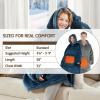 imageDegrees of Comfort Heated Wearable Blanket Cordless Electric Heating Hoodie Warm Sherpa Sweatshirt for Women Navy 38x32Navy