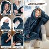 imageDegrees of Comfort Heated Wearable Blanket Cordless Electric Heating Hoodie Warm Sherpa Sweatshirt for Women Navy 38x32Navy