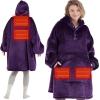 imageDegrees of Comfort Heated Wearable Blanket Cordless Electric Heating Hoodie Warm Sherpa Sweatshirt for Women Navy 38x32Purple