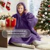 imageDegrees of Comfort Heated Wearable Blanket Cordless Electric Heating Hoodie Warm Sherpa Sweatshirt for Women Navy 38x32Purple