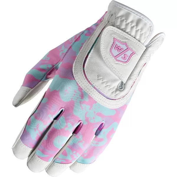 imageWilso Staff Junior Fit All Camo Golf GloveWhitePink