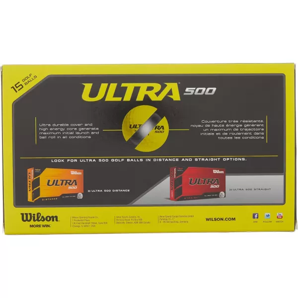 imageWilson Ultra 500 Distance Golf BallYellow