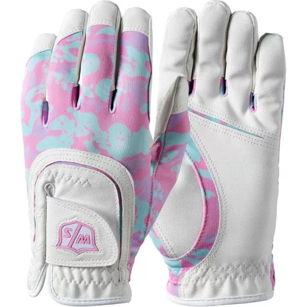 imageWilso Staff Junior Fit All Camo Golf GloveWhitePink